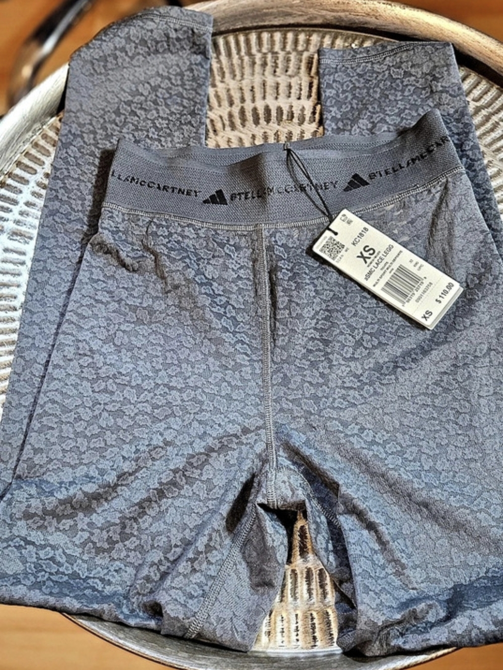 NWT Adidas x Stella McCartney Grey Lace Footless Leggings XS